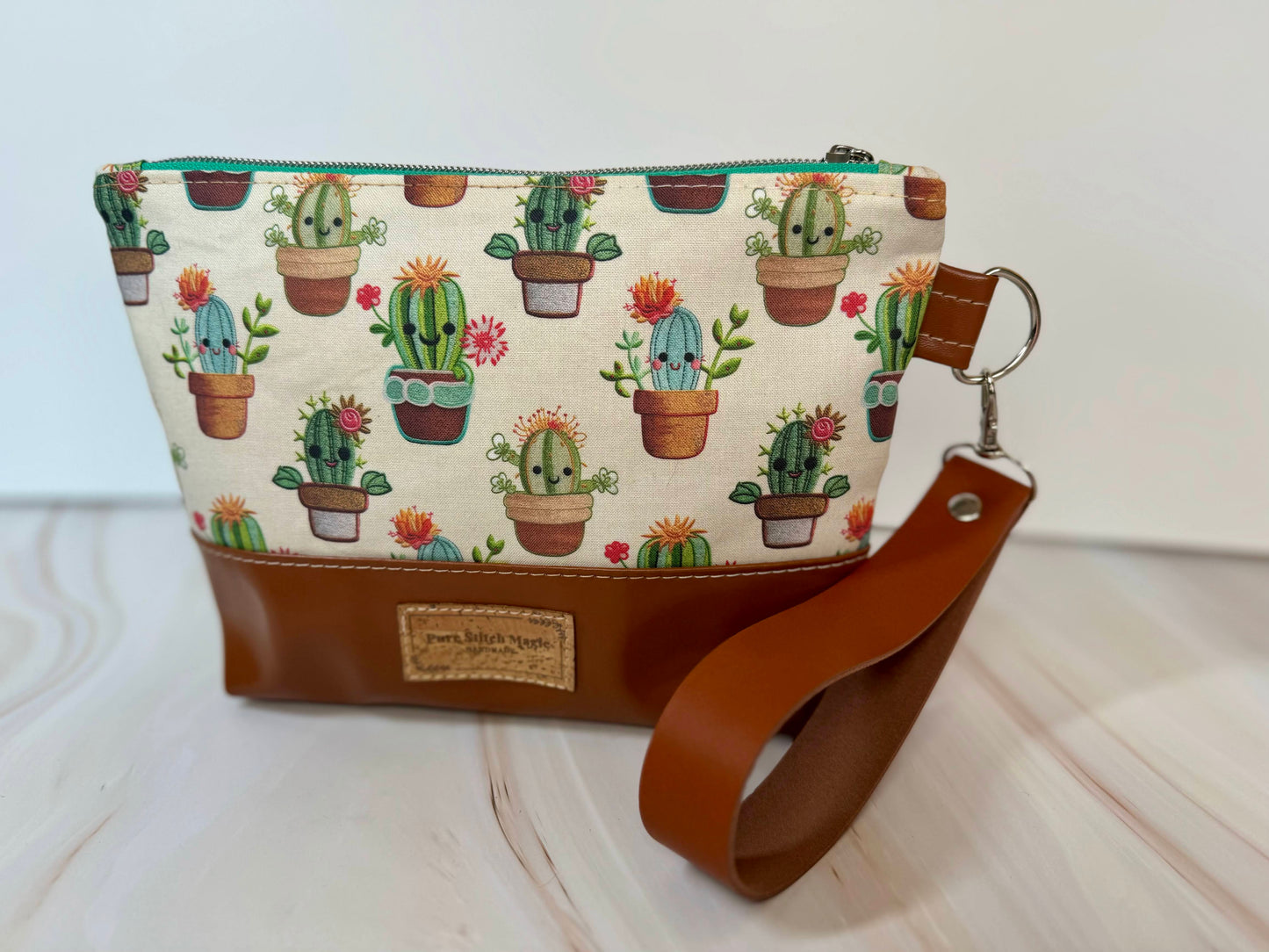Happy Cactus Wristlet