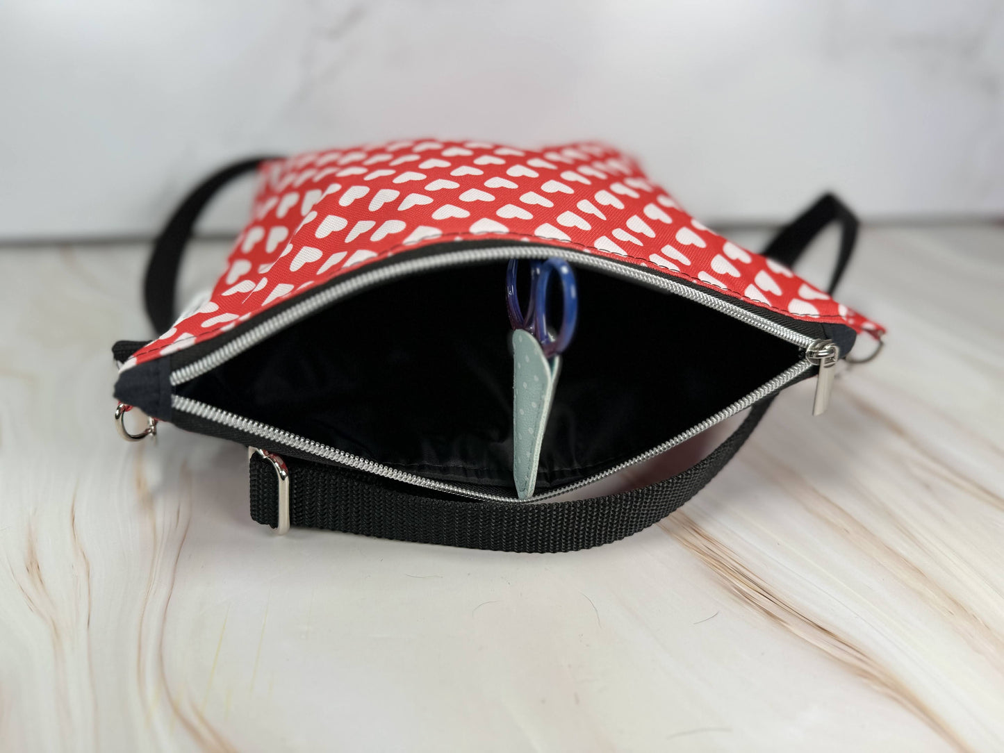 Red & White Heart Crossbody Bag