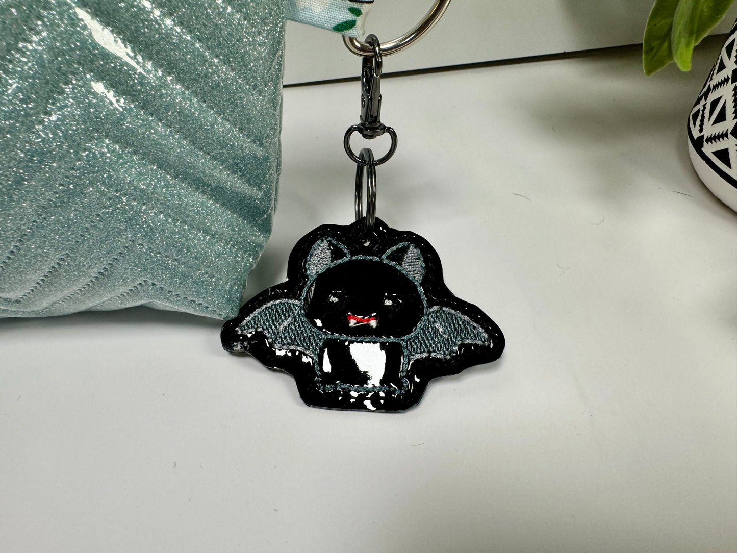 Bat Embroidered Keychain