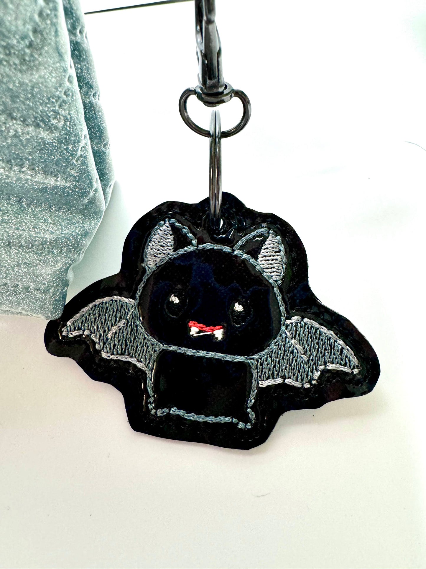 Bat Embroidered Keychain