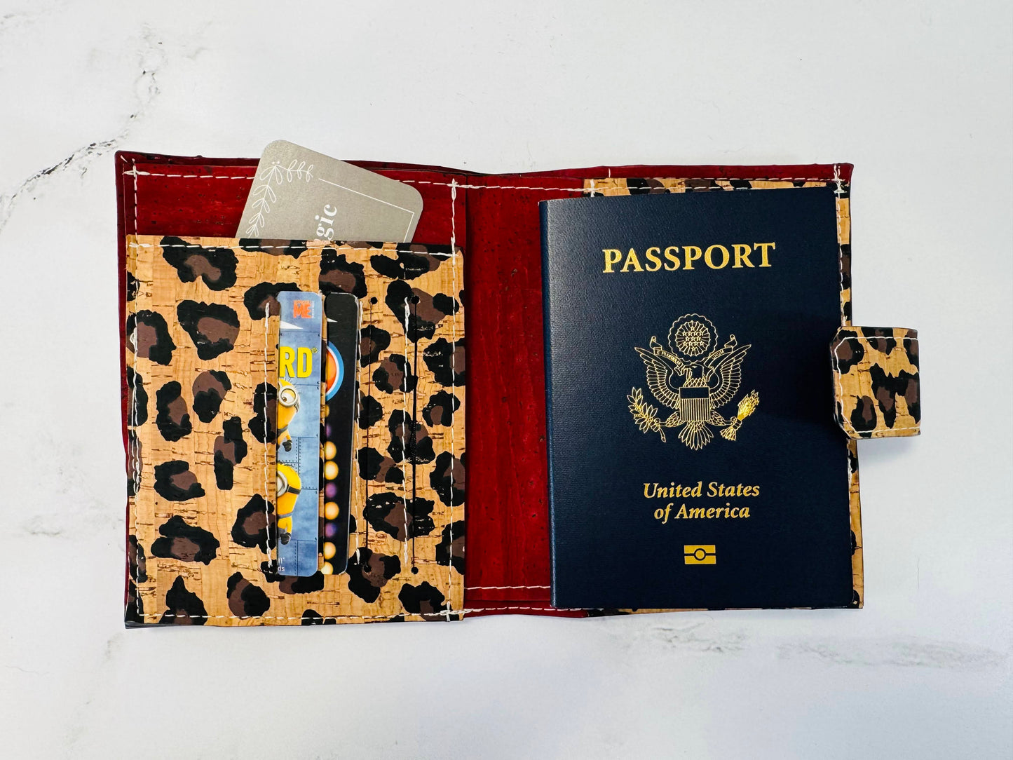 Cork Passport Travel Wallet Red Leopard