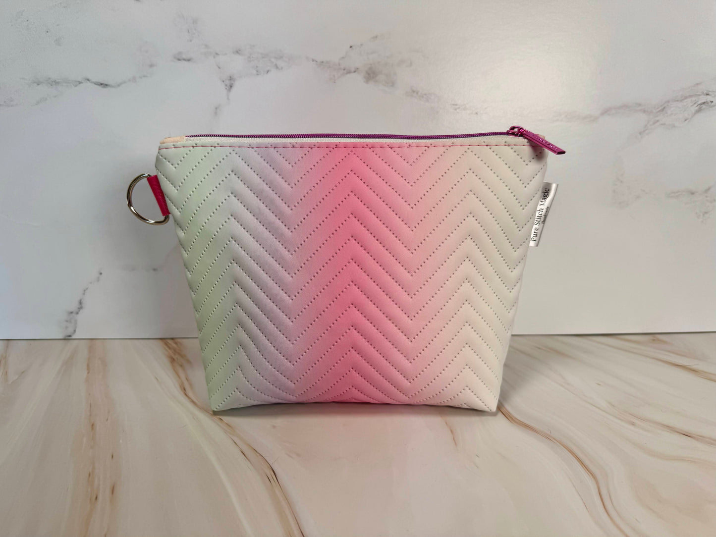 Pastel Quilted Chevron Makeup Bag