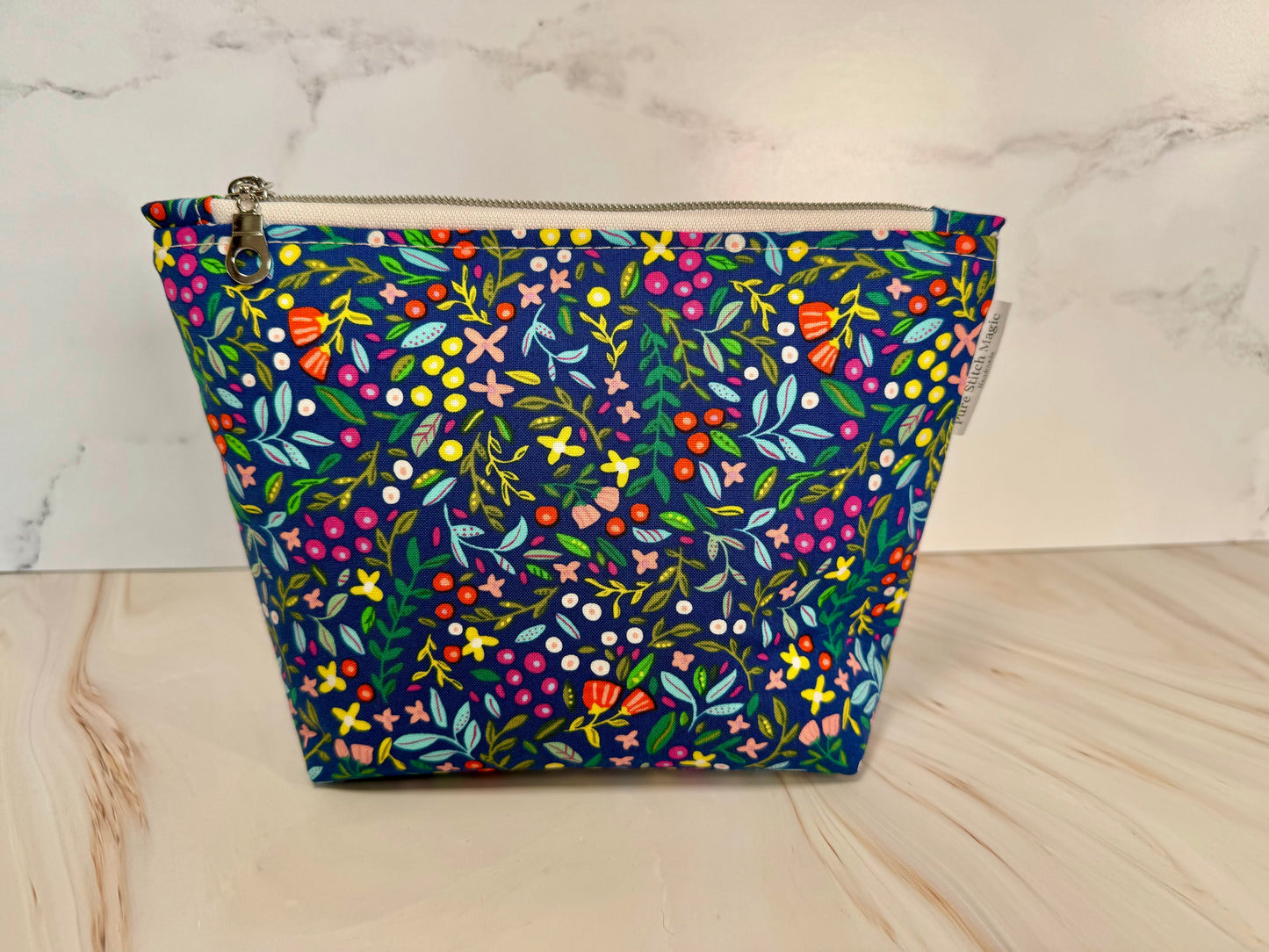 Floral Escape Makeup Pouch with Orange Interior