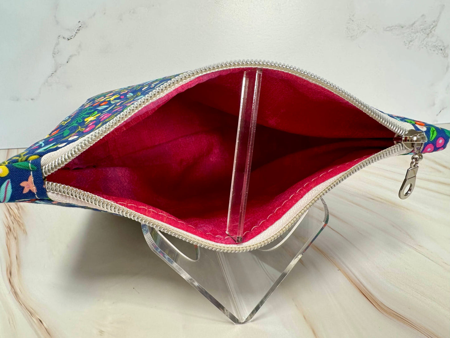 Floral Escape Makeup Pouch with Pink Interior