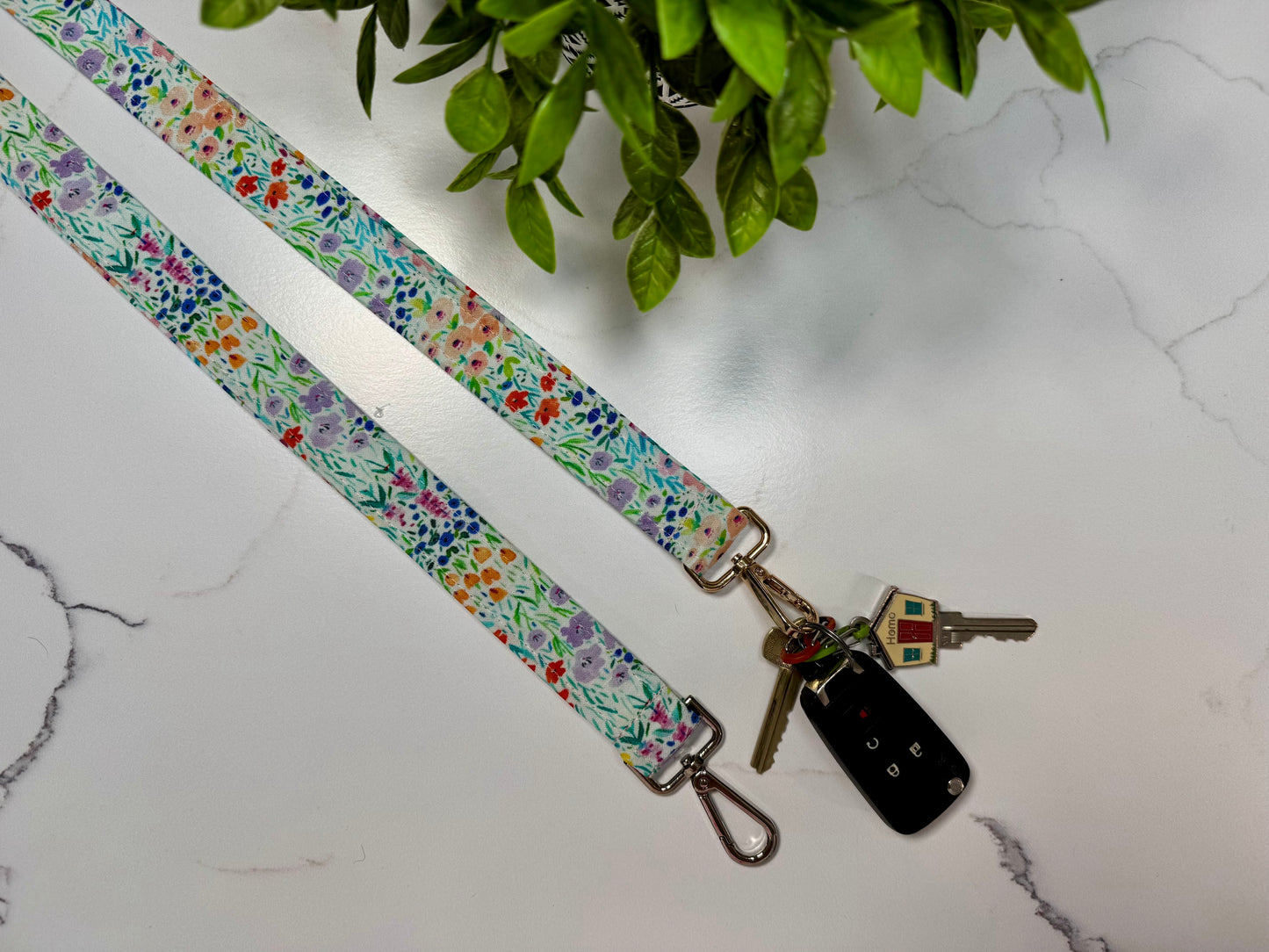 Blue Spring Floral Lanyard