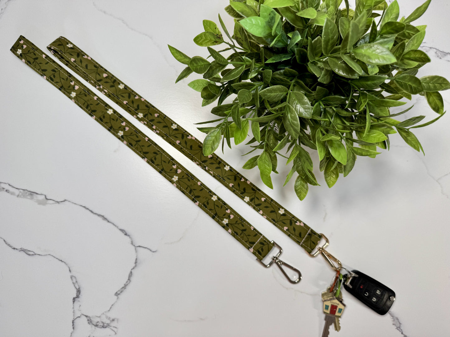 Green Floral Strawberry Lanyard