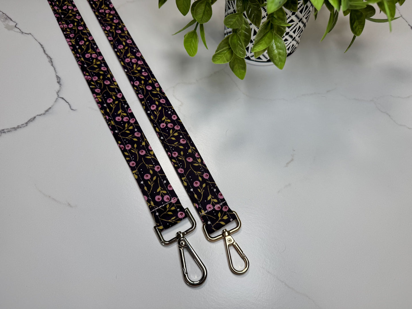 Purple Floral Lanyard