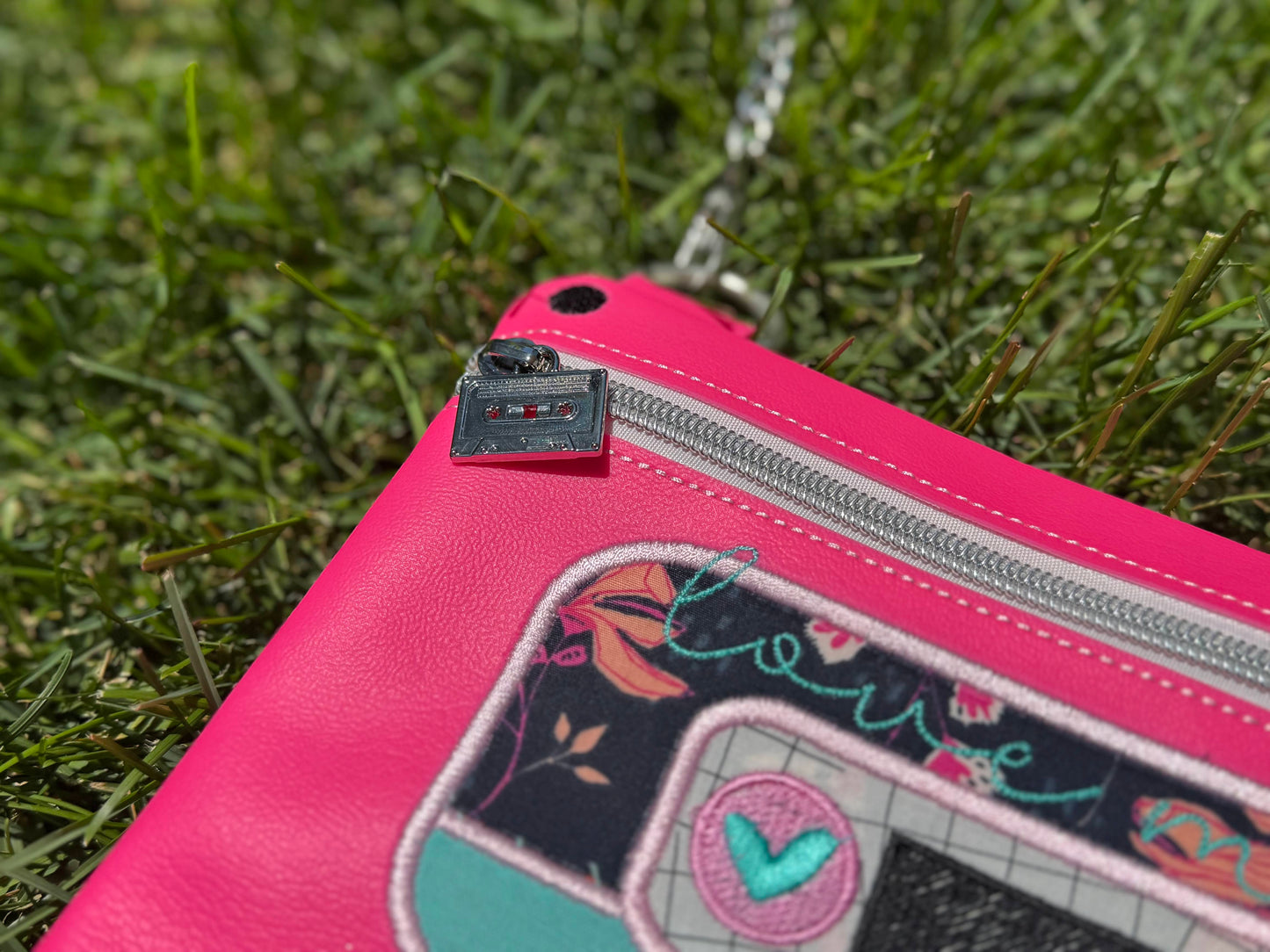 Pink Mixed Tape Crossbody Purse