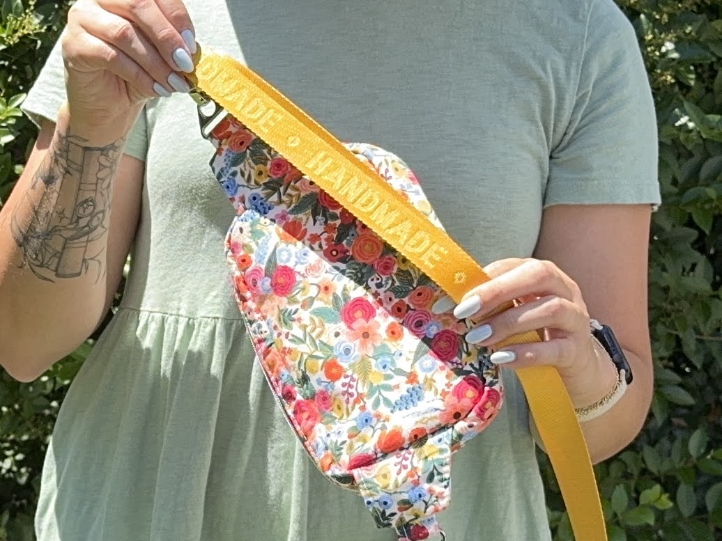 Garden Party Fanny Pack – Rifle Paper Co. Floral with Yellow Handmade Strap