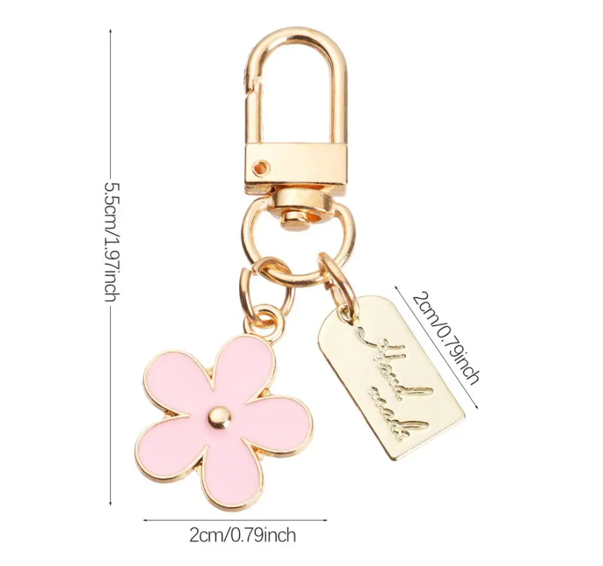 Black Flower Metal Keychain