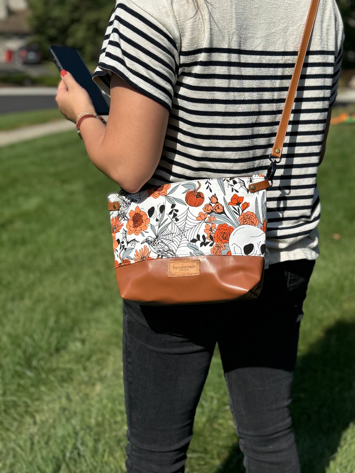 Orange Haunted Garden Crossbody Bag