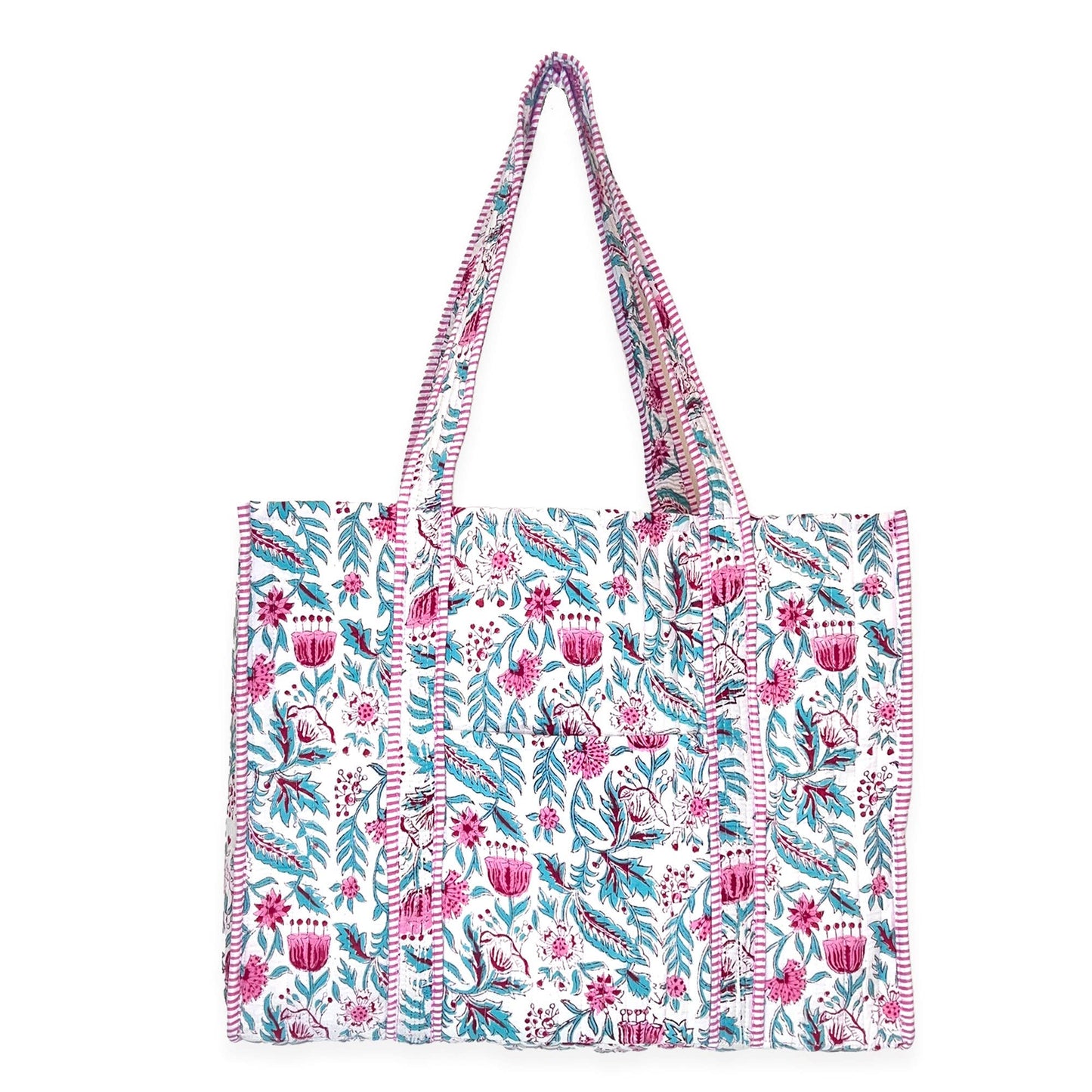 Vivid Wildflowers Quilted Block-Printed Tote