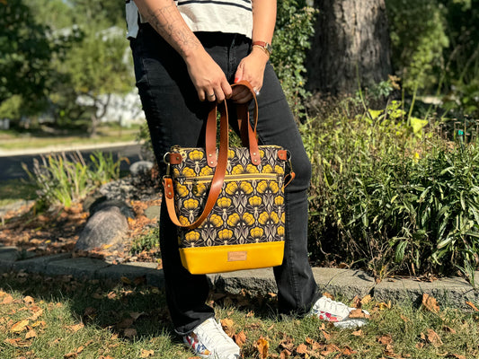 Aberdeen Tote- Flowers in Mustard