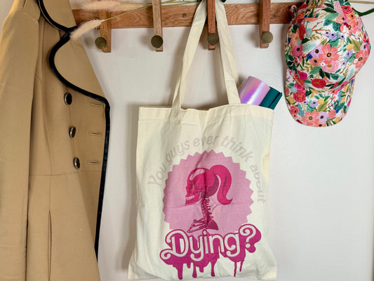 Dying Skeleton Canvas Tote Bag