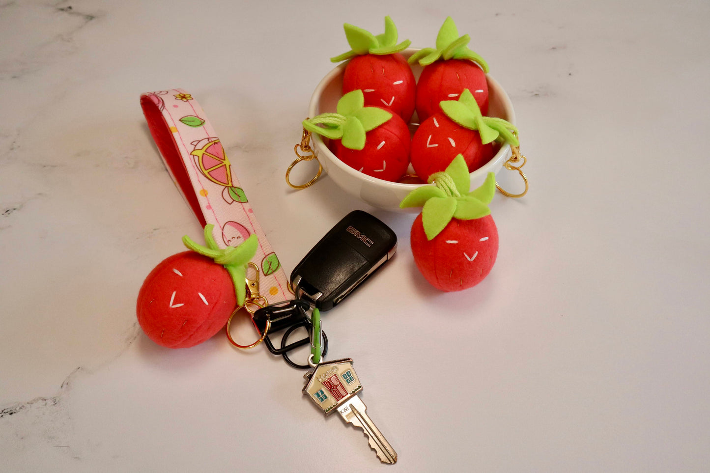 Plush Strawberry Keychains