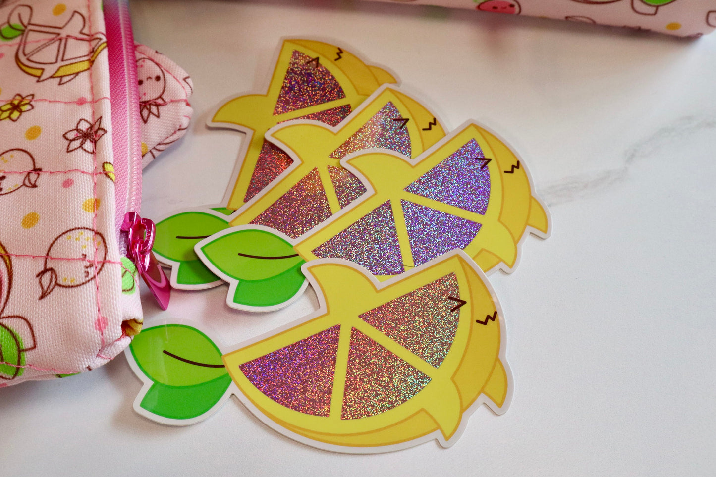 Sparkly Pink Lemonade Shark Stickers