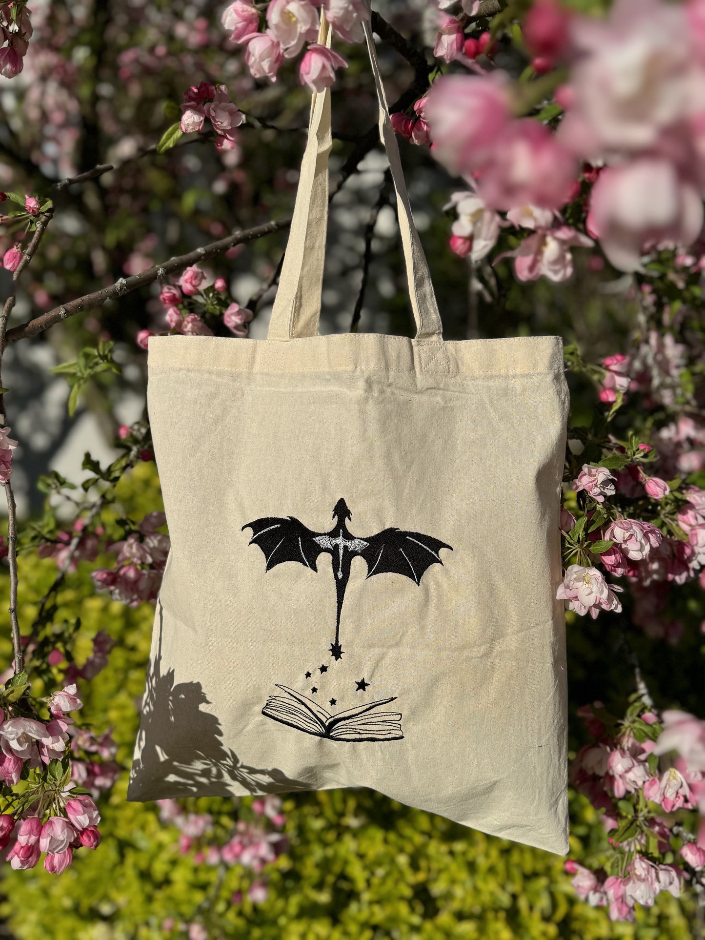 Dragon Rider Embroidered Tote Bag