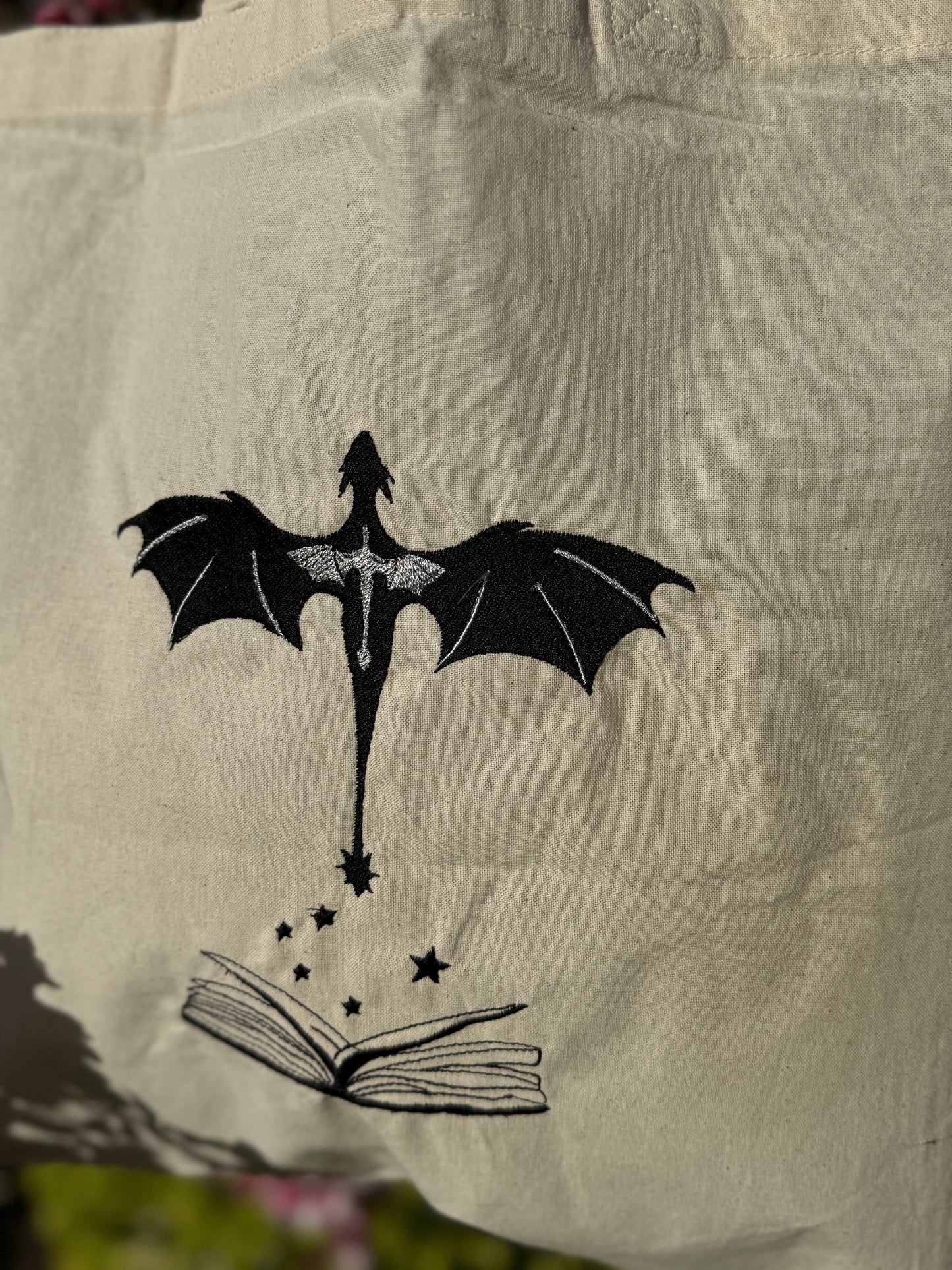 Dragon Rider Embroidered Tote Bag