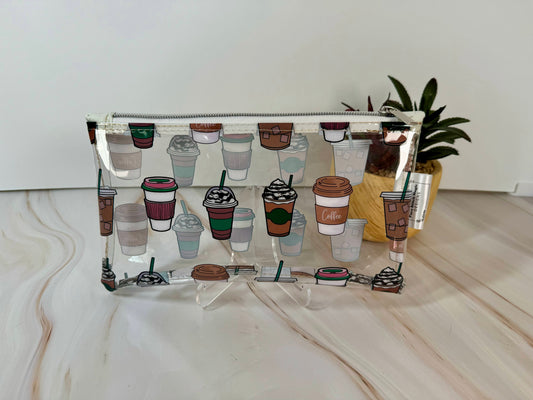 Coffee Cups Clear Zipper Pouch