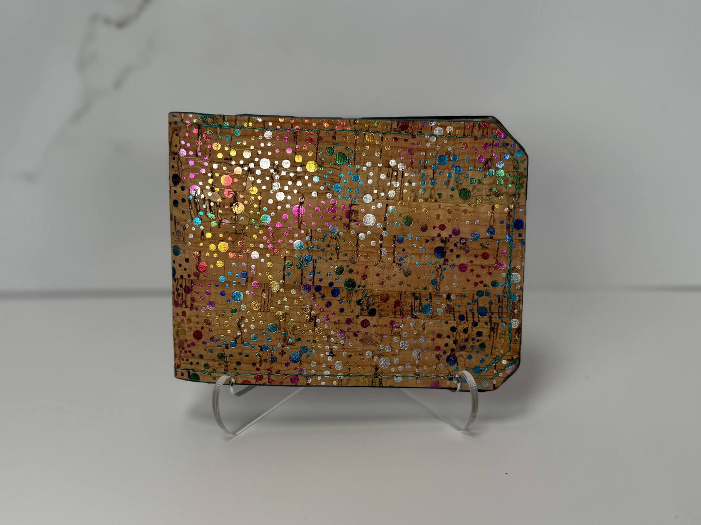 Rainbow Polka Dot Cork Bifold Wallet