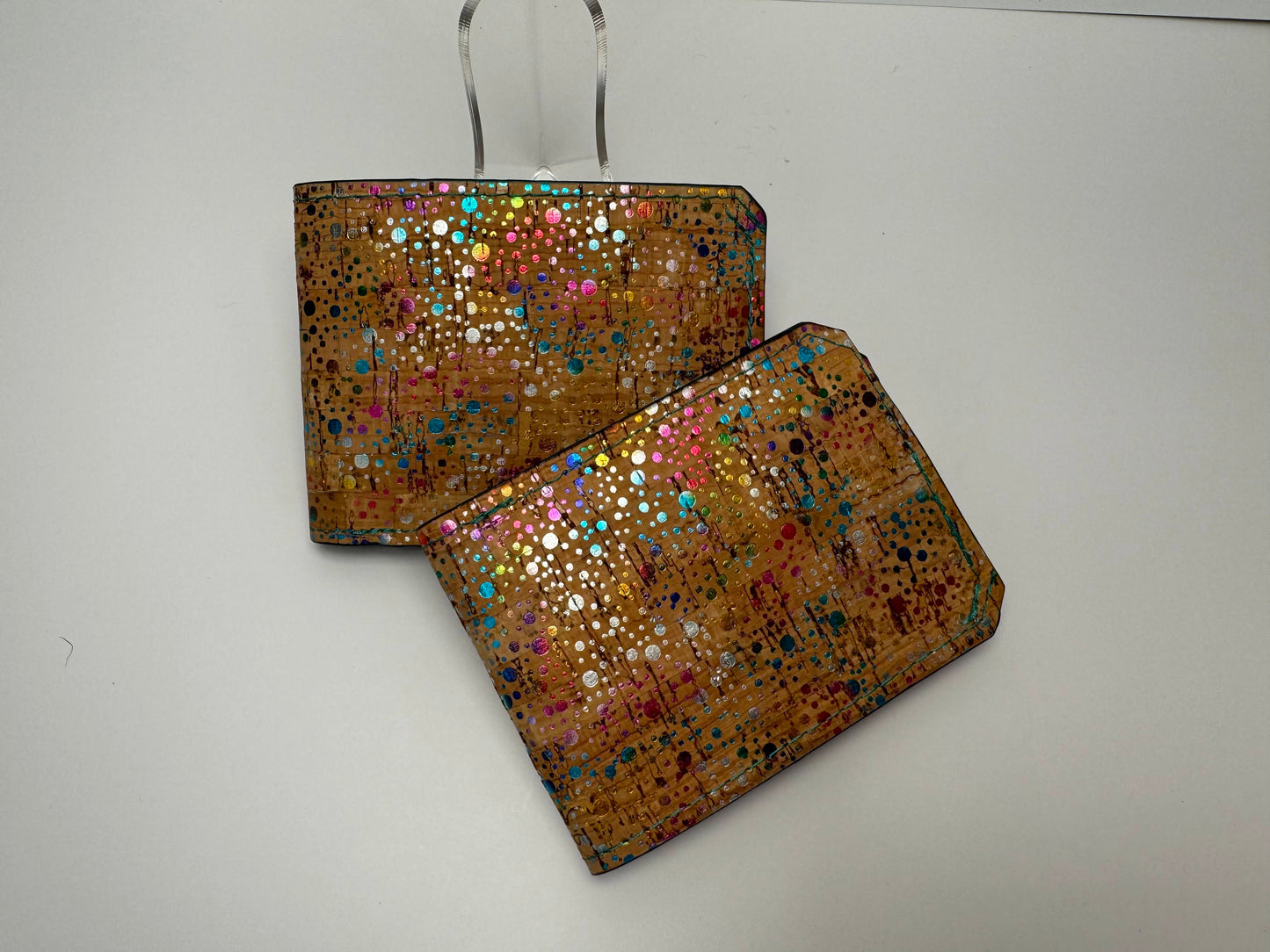 Rainbow Polka Dot Cork Bifold Wallet