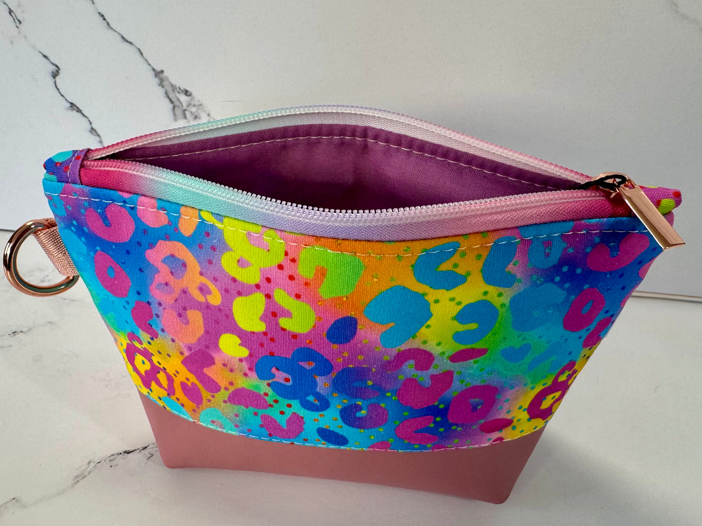 Willow Pouch – Neon Leopard | Medium Rainbow Makeup Bag