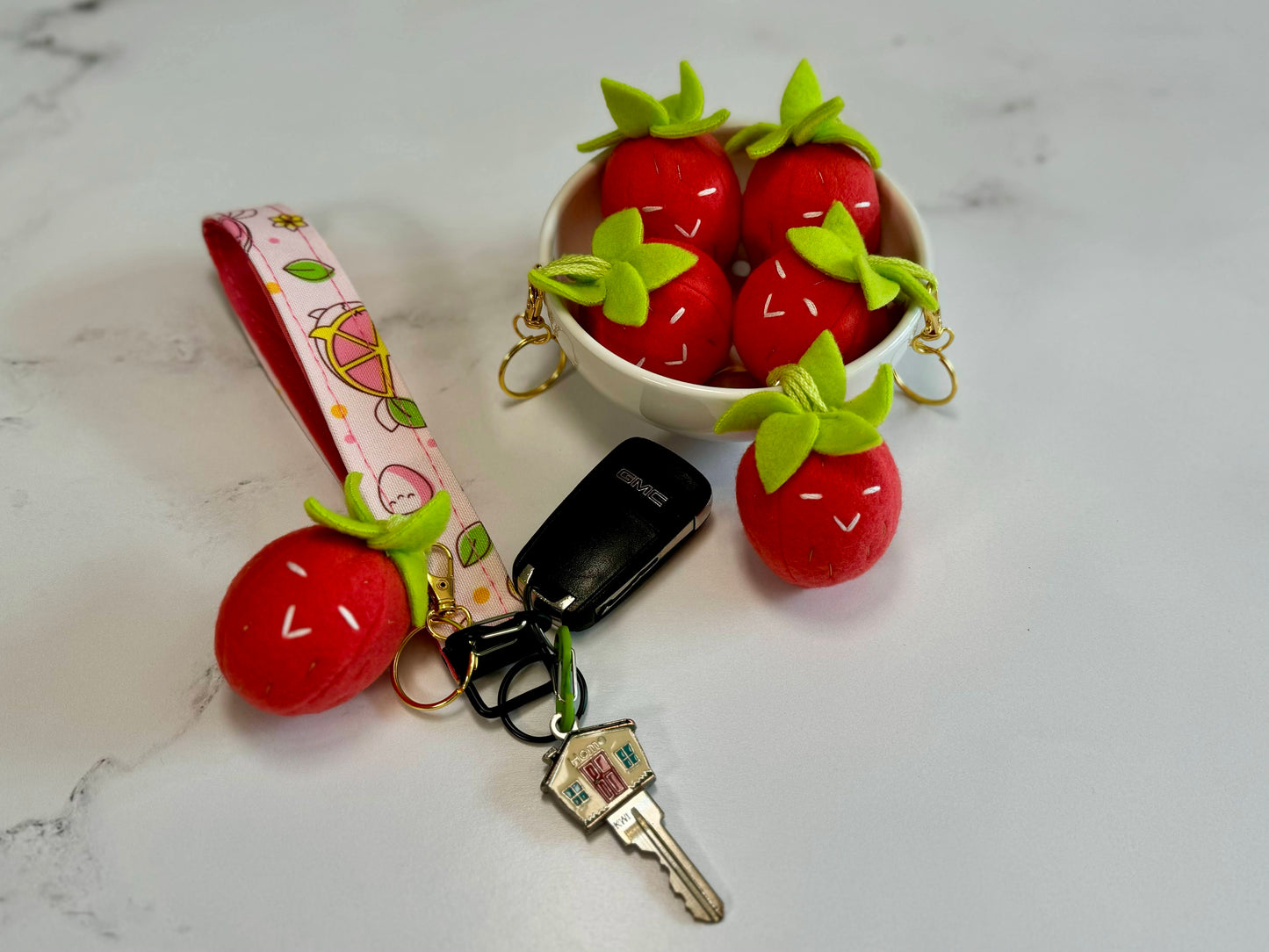 Pink Lemon Sharks Key Fob