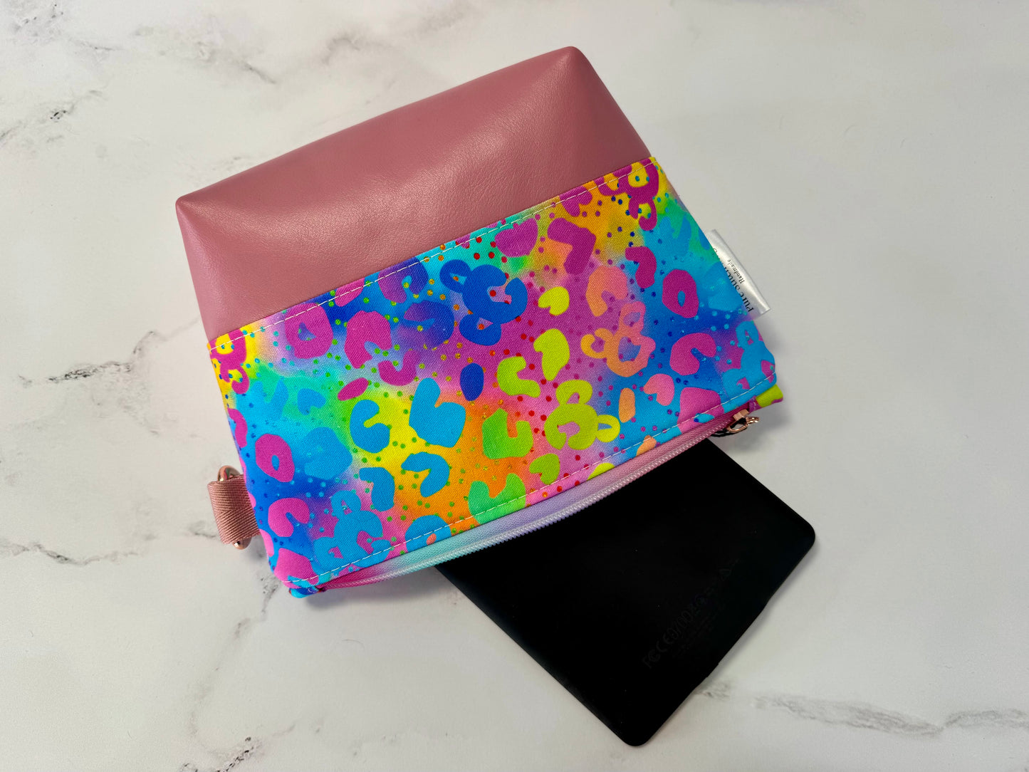 Willow Pouch – Neon Leopard | Medium Rainbow Makeup Bag