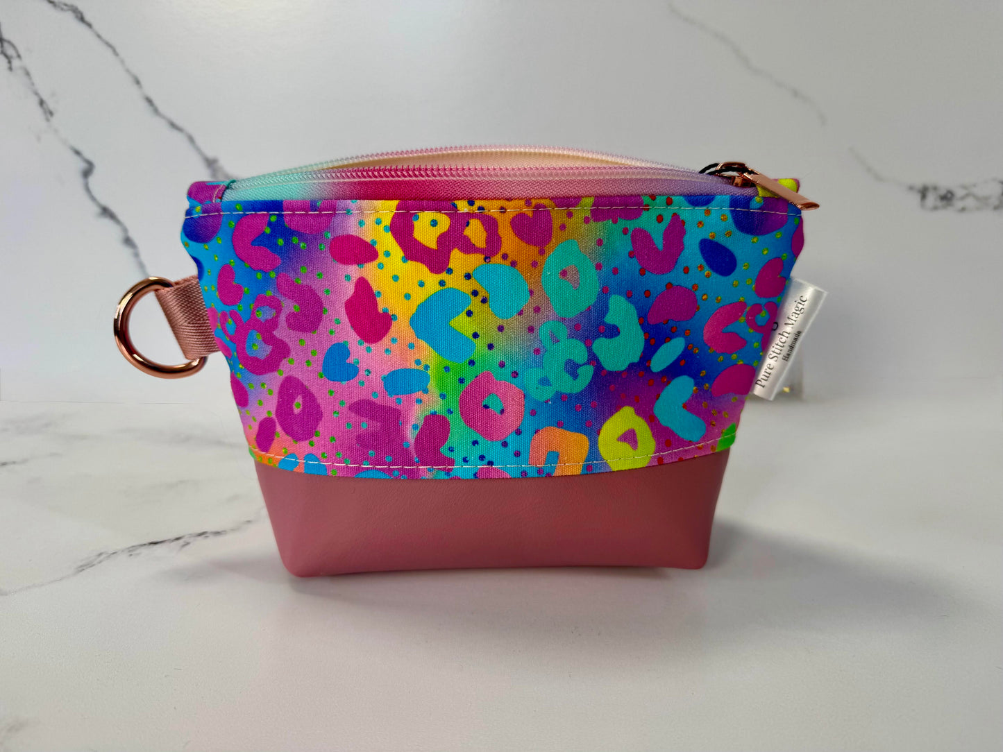 Willow Pouch – Neon Leopard | Small Rainbow Makeup Bag