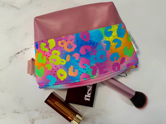 Willow Pouch – Neon Leopard | Small Rainbow Makeup Bag