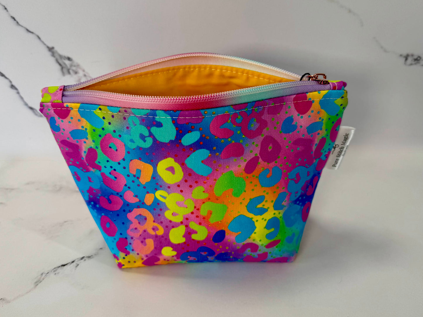 Willow Pouch - Neon Leopard | Medium | Non-Contrast Rainbow Makeup Bag