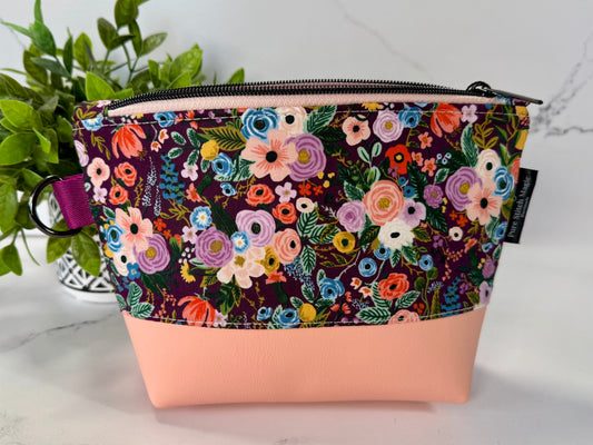 Willow Pouch – Purple Garden Party | Medium Floral Makeup Bag