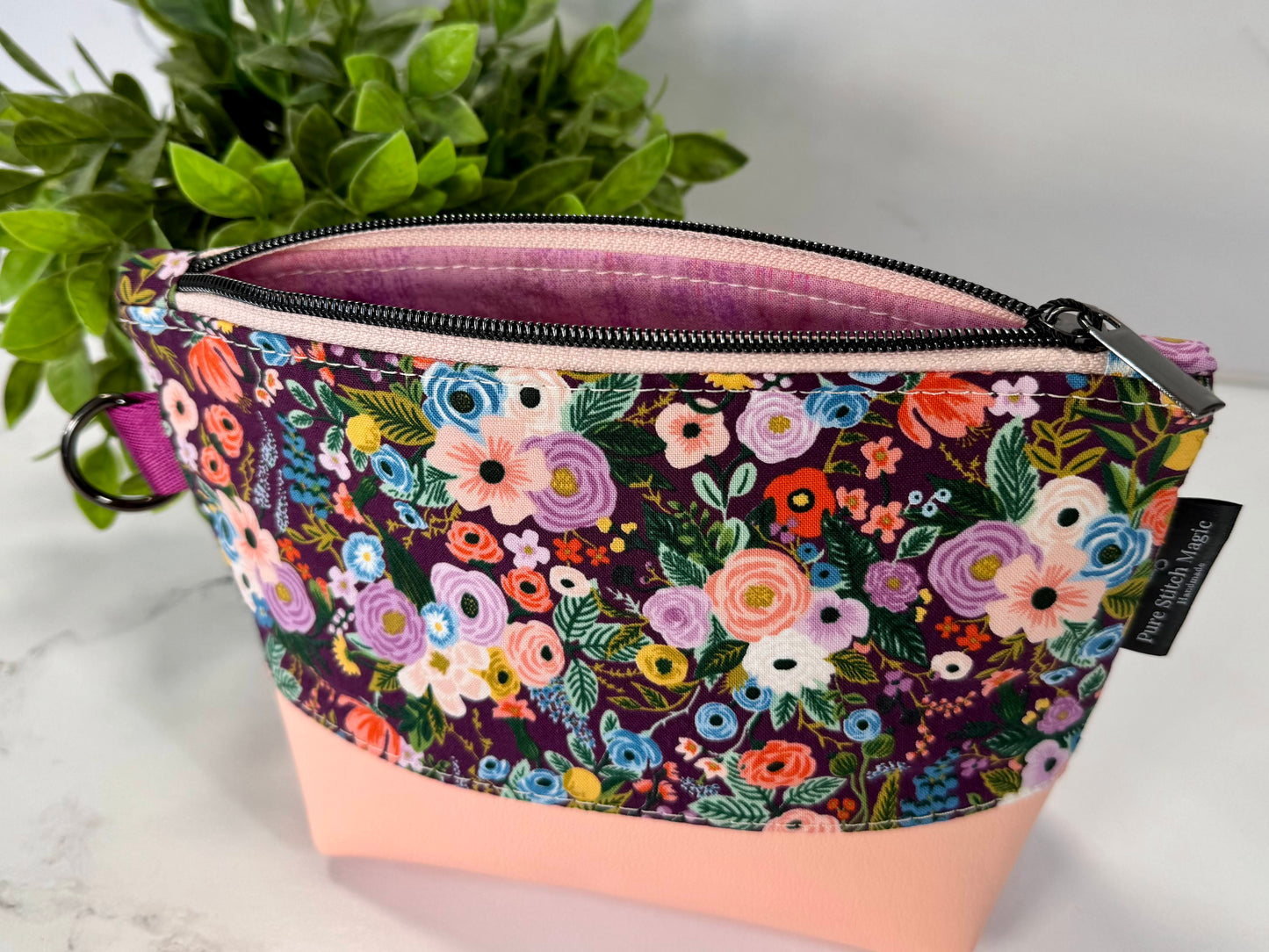 Willow Pouch – Purple Garden Party | Medium Floral Makeup Bag
