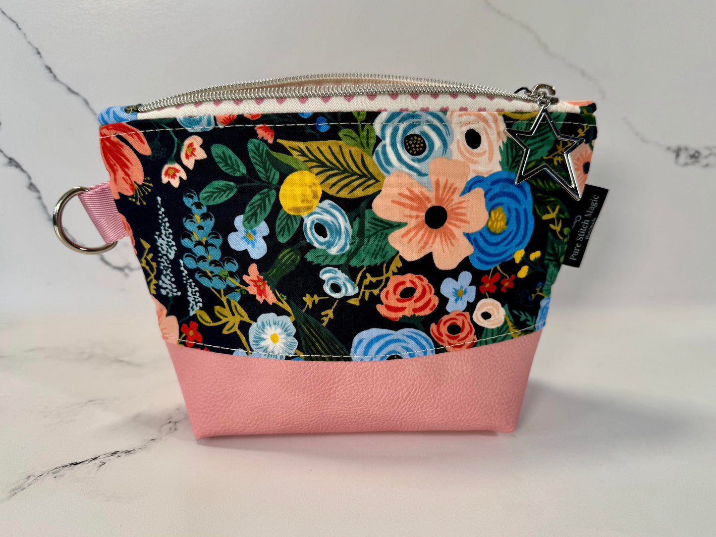Willow Pouch - Navy Wildwood | Medium Floral Makeup Bag