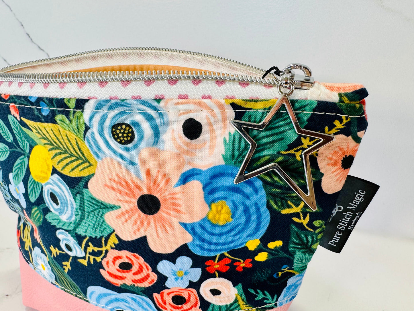 Willow Pouch - Navy Wildwood | Medium Floral Makeup Bag