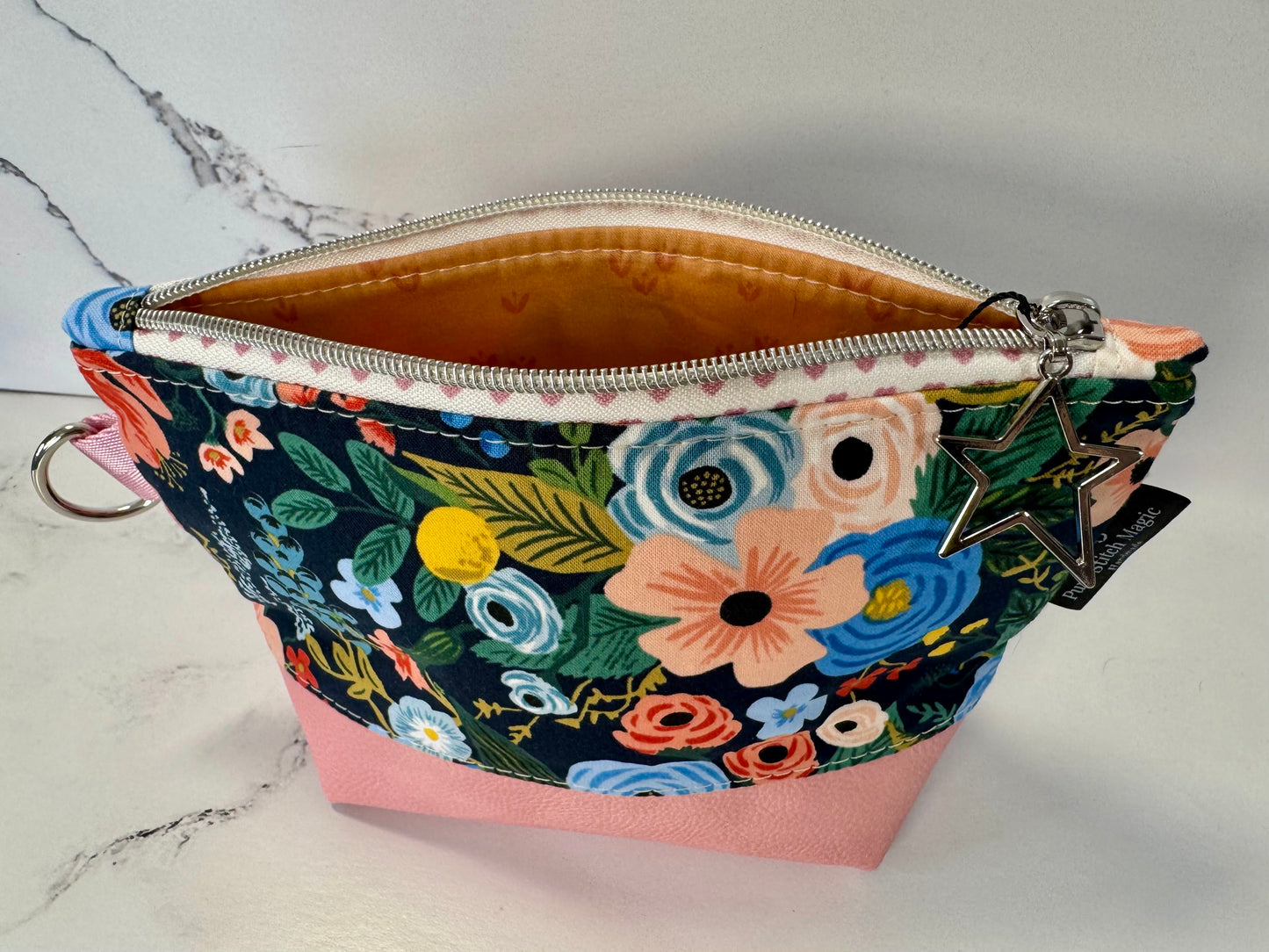 Willow Pouch - Navy Wildwood | Medium Floral Makeup Bag