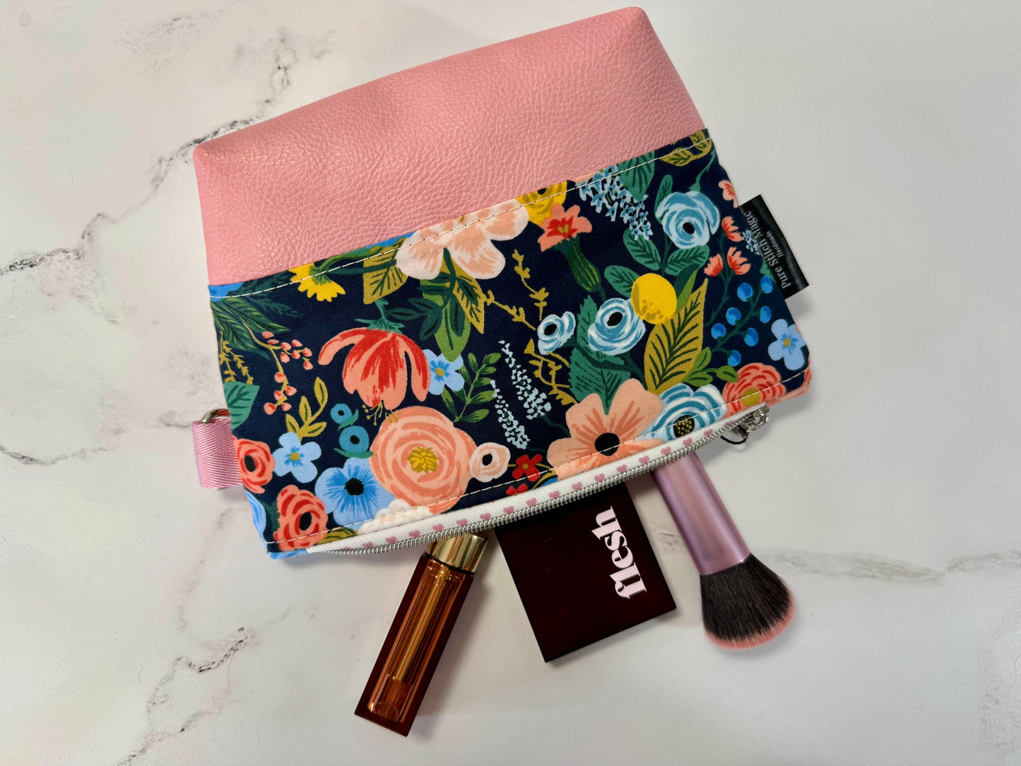 Willow Pouch - Navy Wildwood | Medium Floral Makeup Bag