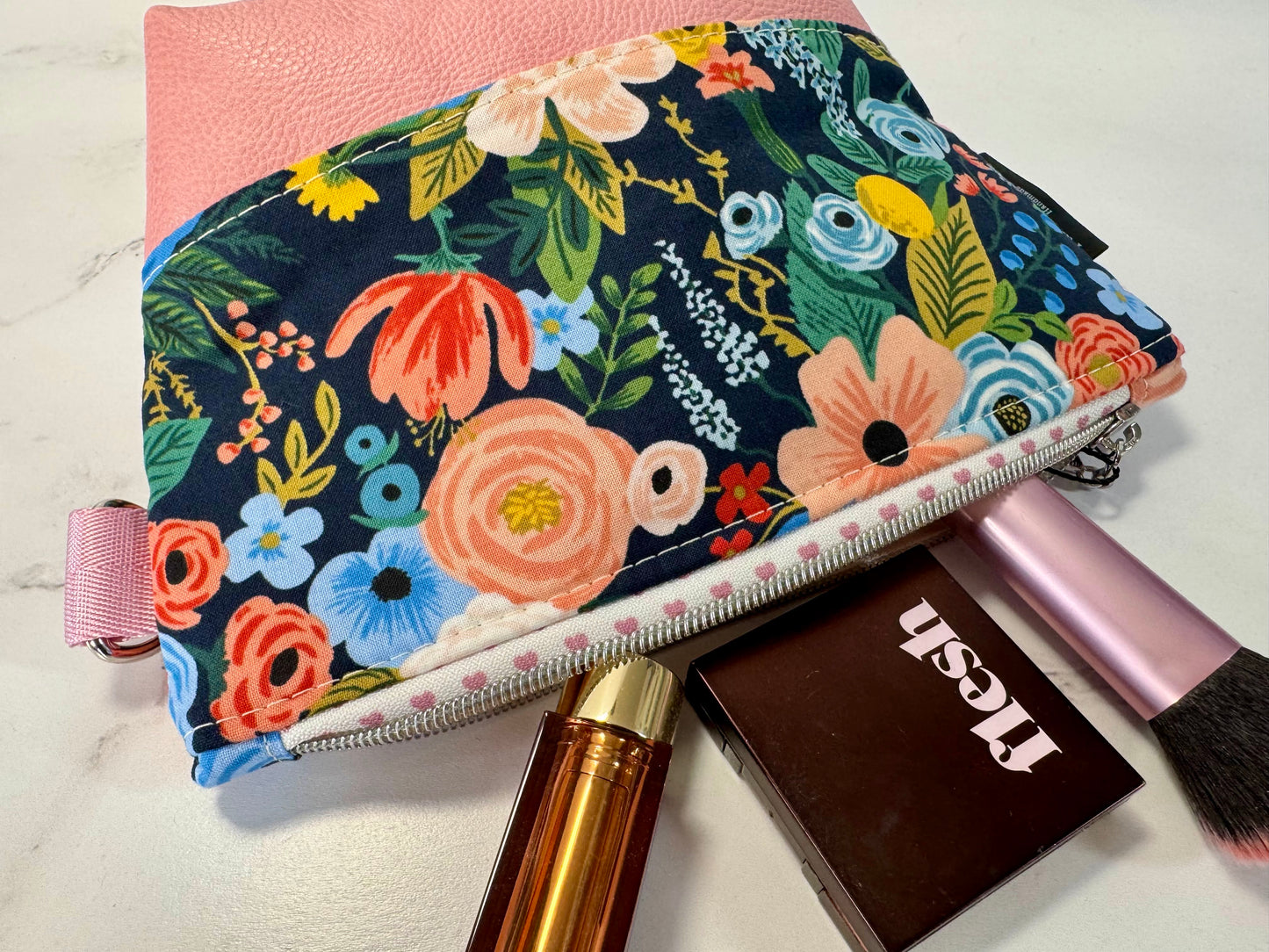 Willow Pouch - Navy Wildwood | Medium Floral Makeup Bag