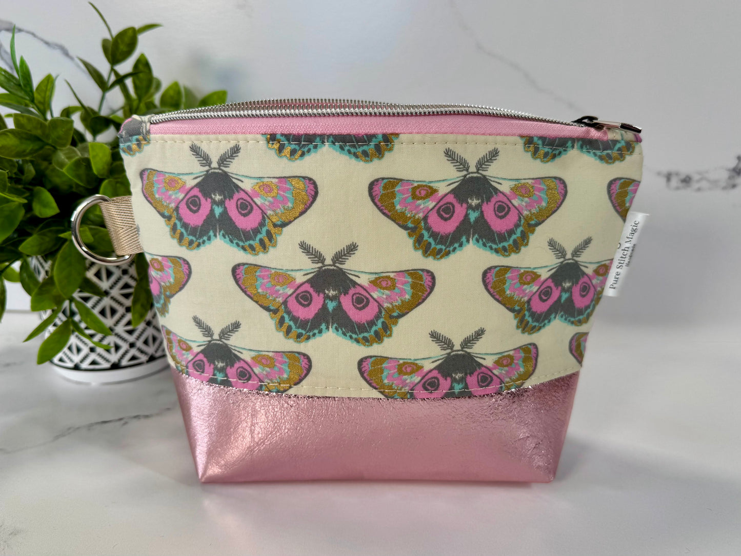 Willow Pouch - The Luna Pink Moths Makeup Bag | Medium