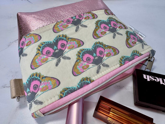 Willow Pouch - The Luna Pink Moths Makeup Bag | Medium