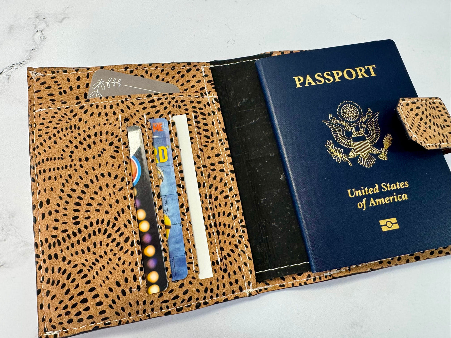 Cork Passport Wallet Black Dot Design