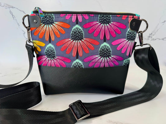 Willow Crossbody - Grey Coneflowers