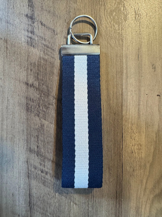 Wristlet Keychain – Navy Stripe 6"