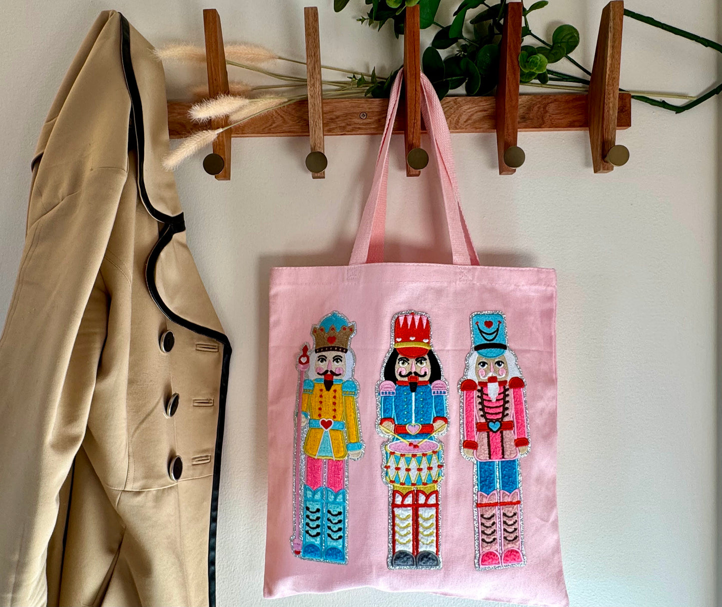 Chenille Nutcrackers Pink Tote Bag