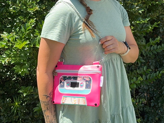 Pink Mixed Tape Shoulder Purse- Sample Bag