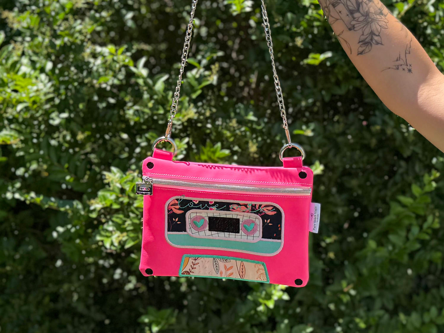 Pink Mixed Tape Crossbody Purse