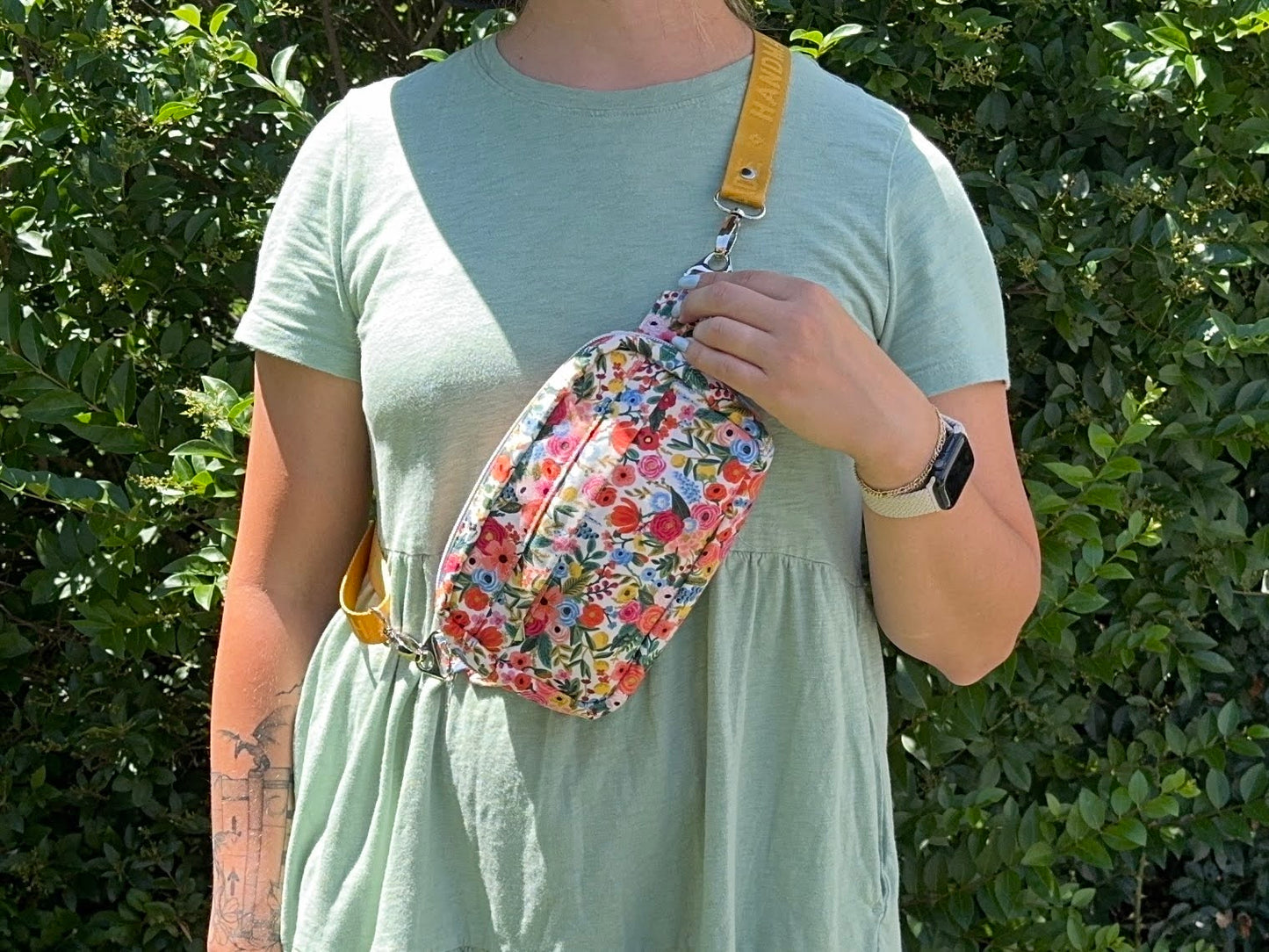 Garden Party Fanny Pack – Rifle Paper Co. Floral with Yellow Handmade Strap