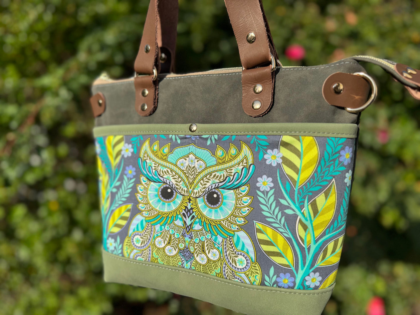 Cami Bag- Woodland Owl Faux Suede Tote