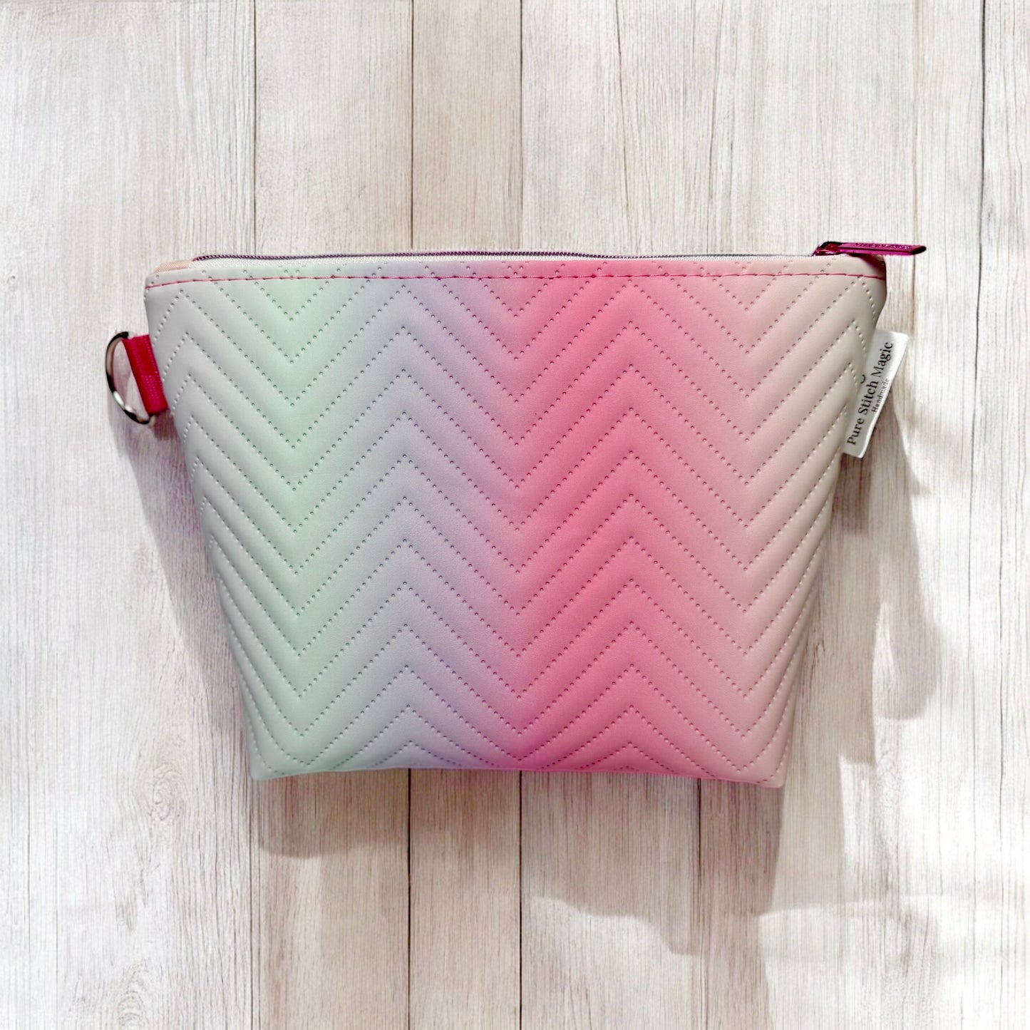 Pastel Quilted Chevron Makeup Bag