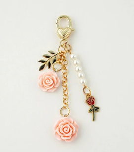 3D Pink Rose Keychain